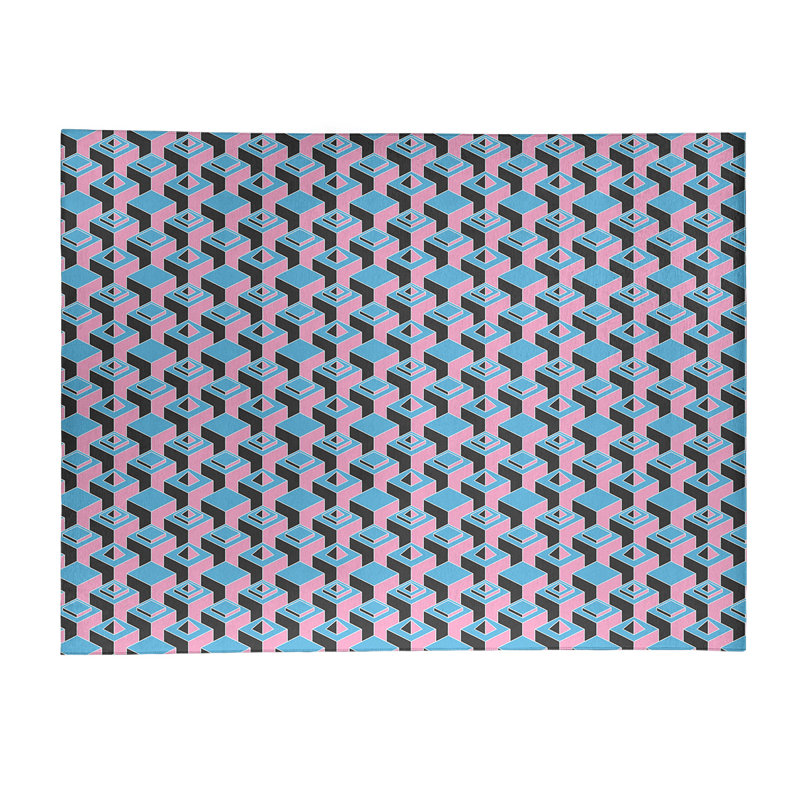 Tapis rose/noir/bleu ciel skyscrapers dark, Rectangle 8 pi x 10 pi