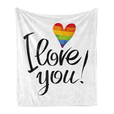 Ambesonne Pride Fleece Throw Blanket Heart Gay Couples Love Multicolor