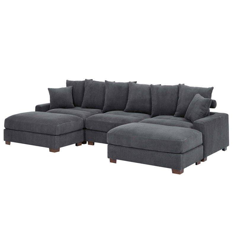 Ashira 5-Piece Corduroy Sectional | Modular Corner Sofa