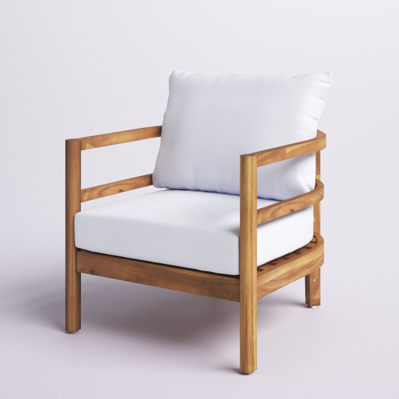 Chaise de patio avec coussins Lorene, Blanc