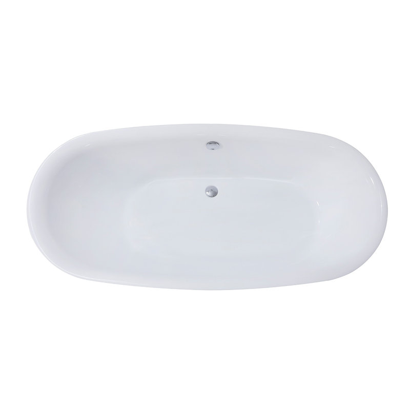 Kingston Brass Aqua Eden 71-Inch Acrylic Oval Double Ended Freestanding Tub with Drain