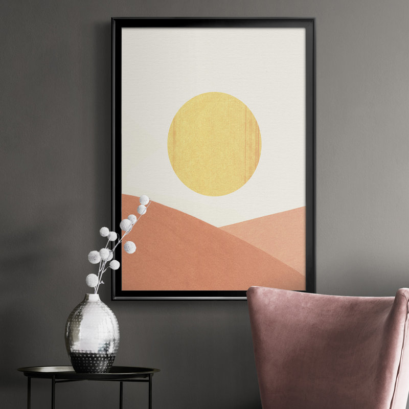 Simple Boho Sun I, toile encadrée de qualité supérieure - prête à être accrochée, Cadre noir, H 36,5 po x l 26,5 po x P 1 po