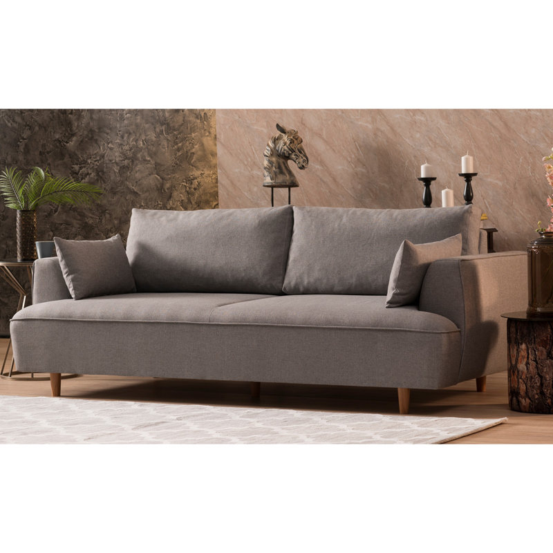 Canapé rembourré 90,6 po Gwain, 100 % polyester gris clair
