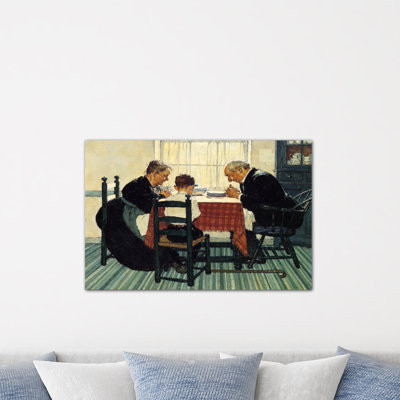 « family grace (priant) » par norman rockwell, reproduction d’art sur toile
