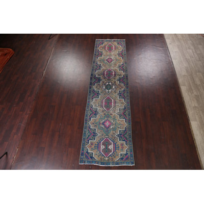 Oshie One-of-a-Kind 3'4'' X 12'8'' 1950s Runner Wool Area Rug in Multicolor