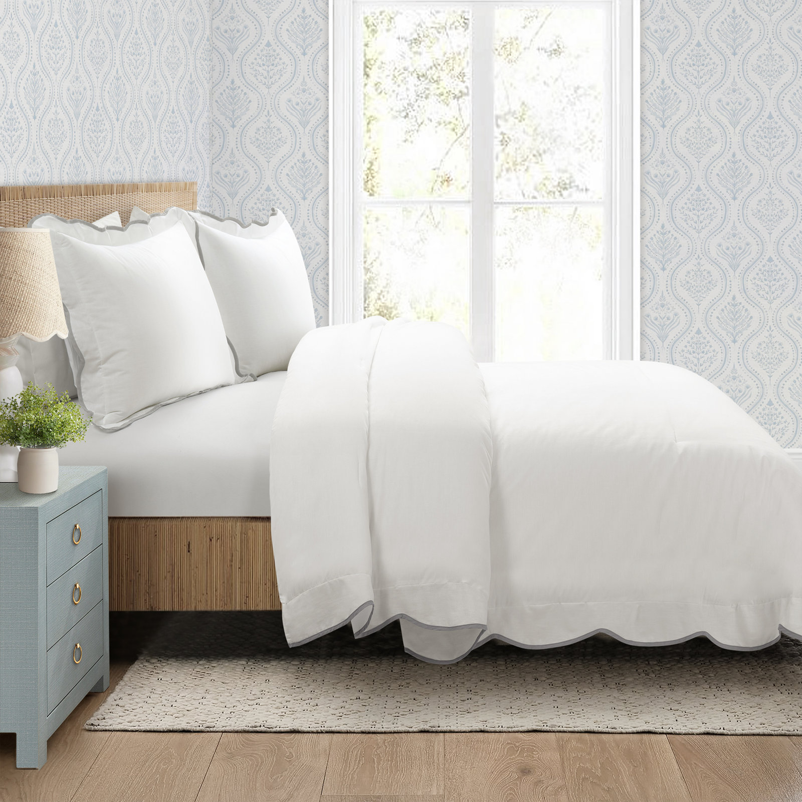 Nolita Cotton Blend Comforter Set, Queen Comforter, Gray