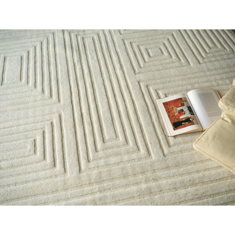 Teton Handmade New Zealand Wool Beige/Ivory Area Rug, Rectangle 12' x 15'