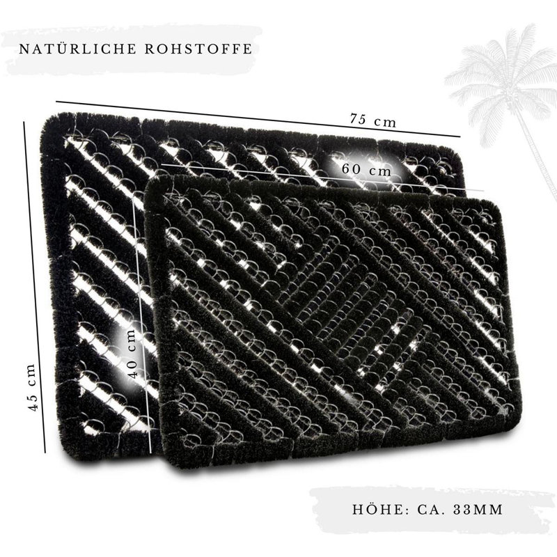 Mix Mats Striped Indoor / Outdoor Doormat, Black, 40cm W x 60cm L