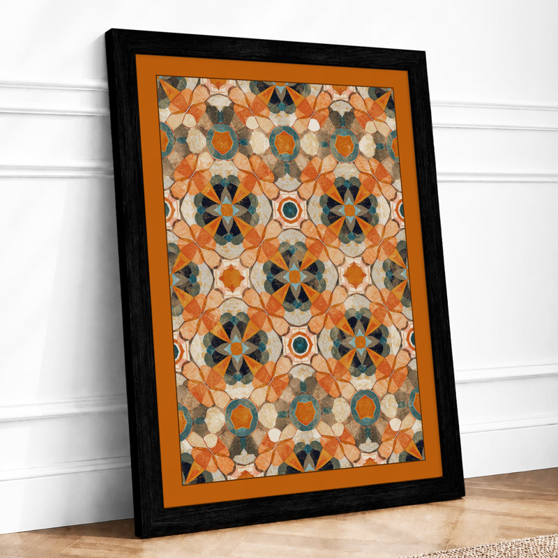 Ornamental Medallion Pattern Geometric - Print, A2 - 59.4 x 42.0 cm, Black