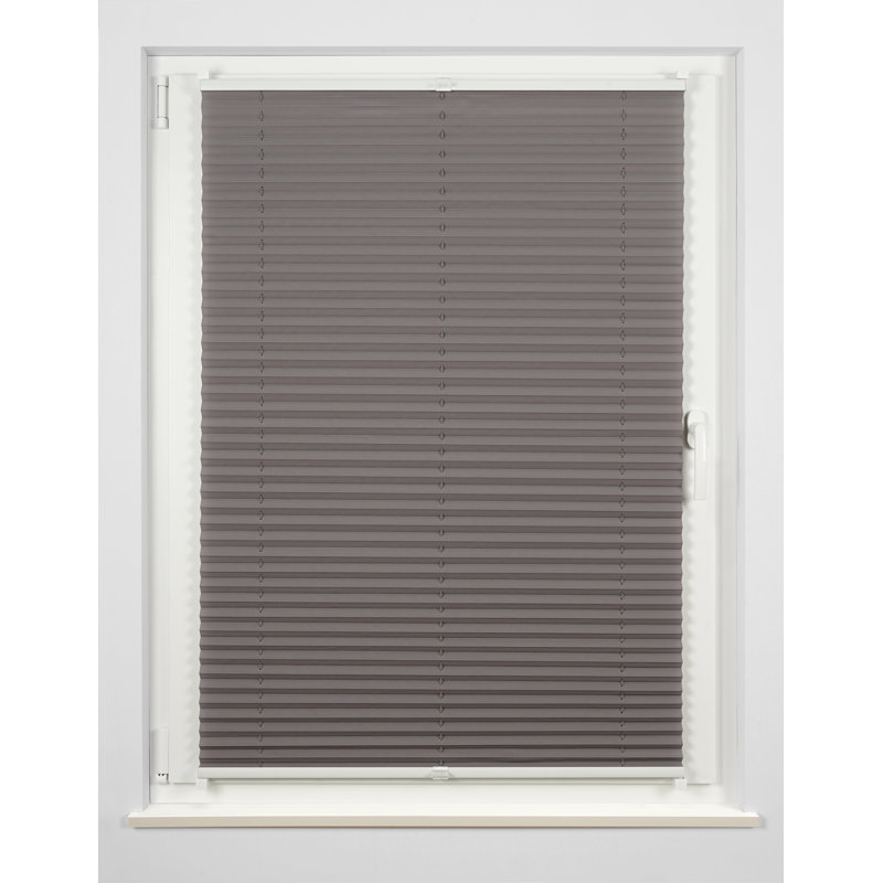 Stream Klemmfix Room Darkening Pleated Blind, 140 cm L x 10 cm W, Grey