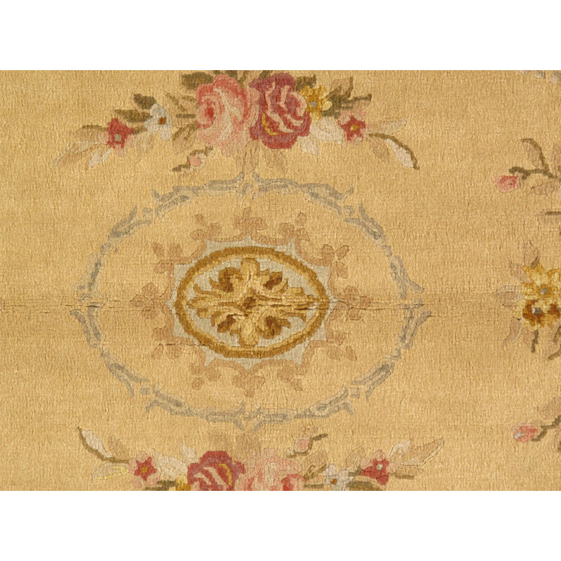Savonnerie Wool Oriental Area Rug in Beige