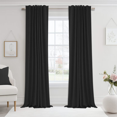 50" W Thermal 100% Blackout Linen Textured Curtain Panels (Set of 2)