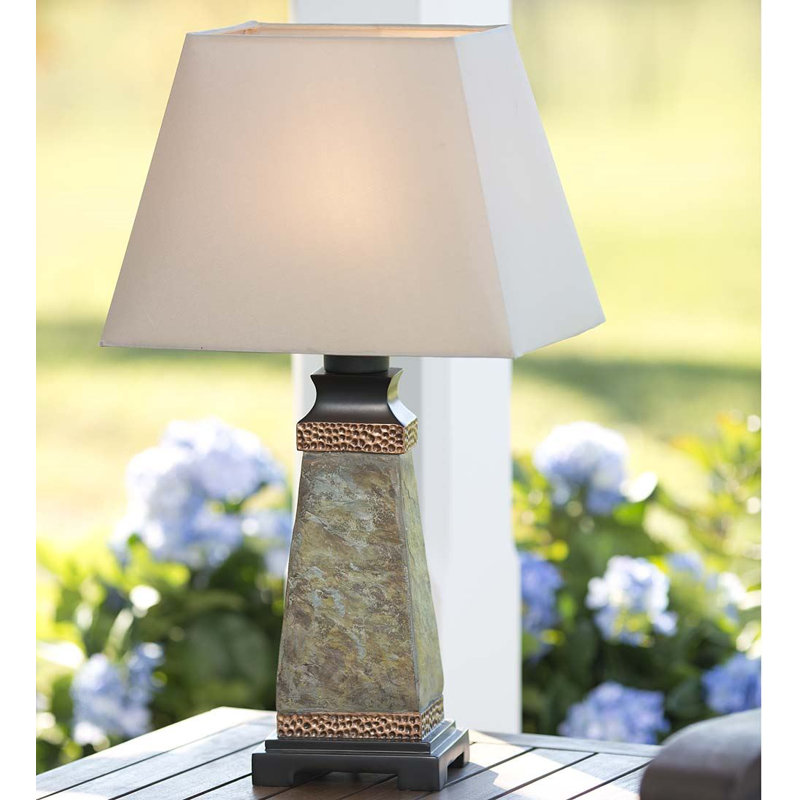 Weatherproof Slate and Copper Outdoor Table Lamp