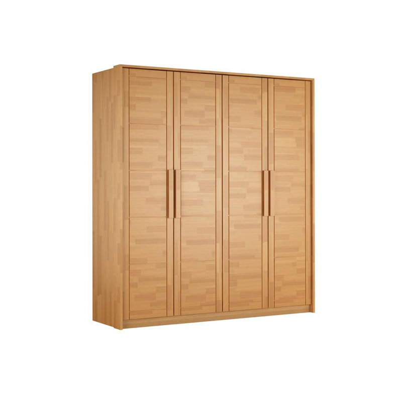 Fino 4 Door Solid Wood Wardrobe, Natural