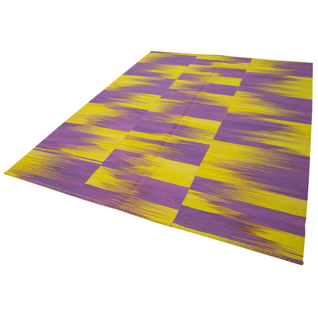 Degrade Kilim Purple Striped Wool Handmade Area Rug