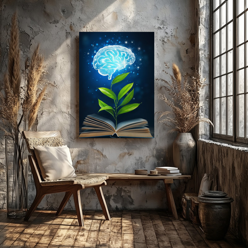 Toile, «A Brain Stylized Brain Emerges From the Center of a Wall», H 30 po x l 30 po