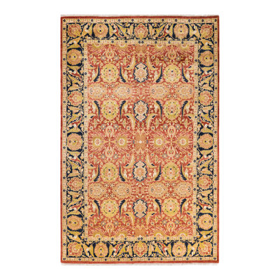 Classic One-of-a-Kind Traditional Hand-Knotted Rust Area Rug 6' x 9'5"