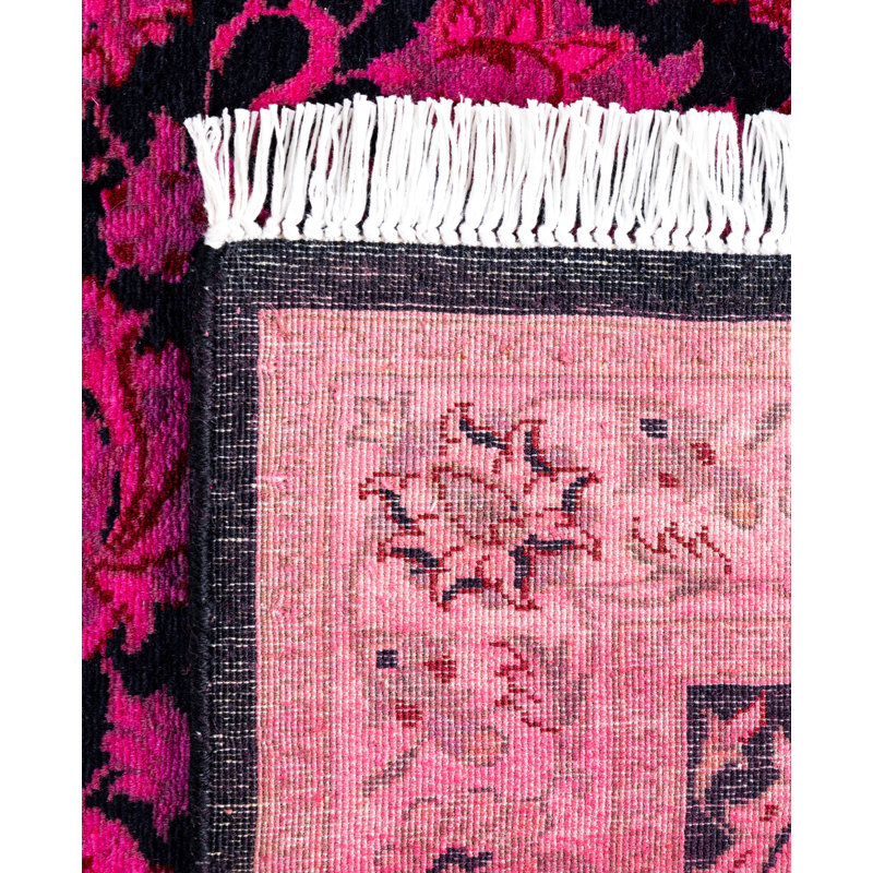Overdyed Hand-Knotted Wool Modern-Contemporary Pink Runner 2' 7" x 12' 7"