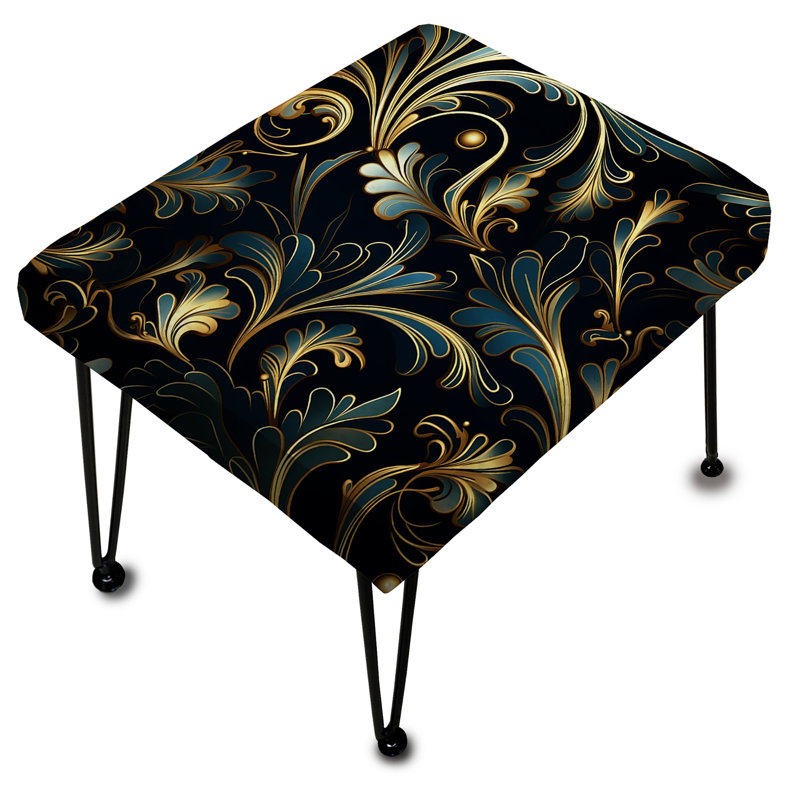 Or et vert luxueux motif damassé II - repose-pieds rectangulaire Ikat