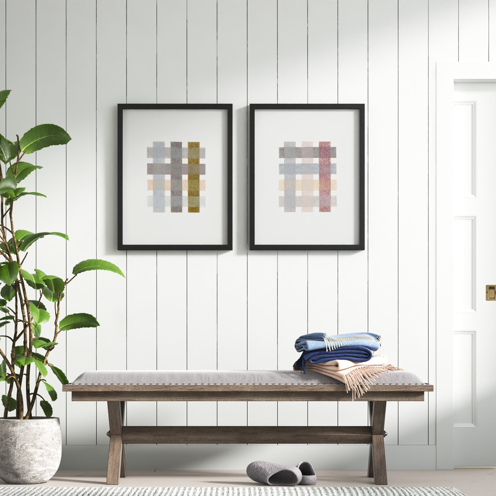 Lancel "Gridlock Vertical" Print by Beth James, 30'' H X 48'' W X 1.25'' D, Black Framed