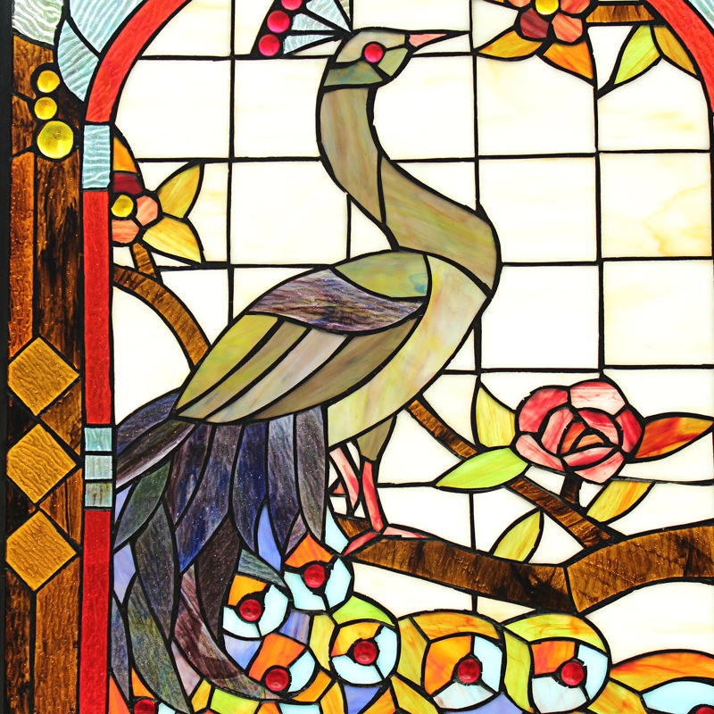 Panneau de fenêtre en vitrail animalier, Orangé