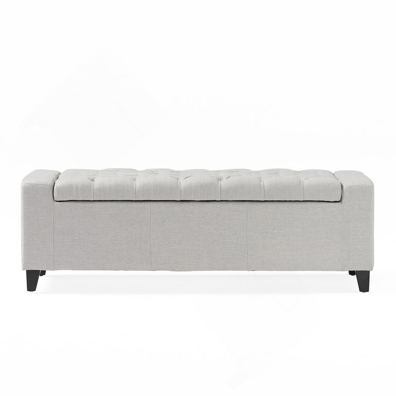 Dovan Fabric Upholstered Storage Bench, Light Gray