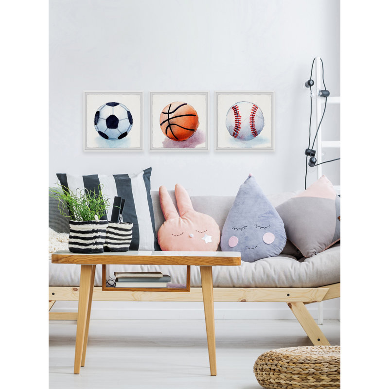 Easterday Kick, Shoot And Toss - 3 Piece Single Picture Frame Print Set, 30cm H x 30cm W