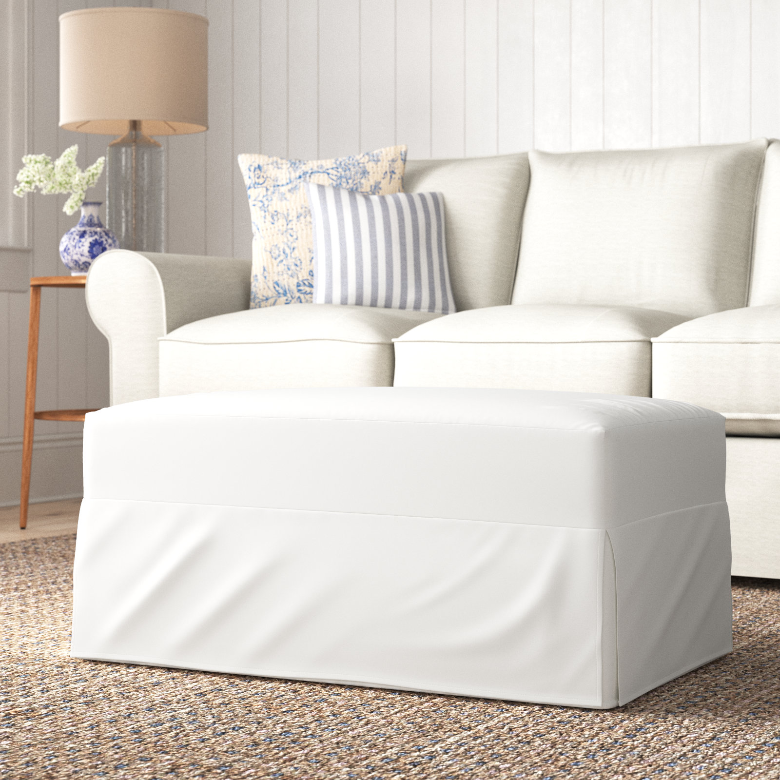 Cranbrook Upholstered Ottoman, Bayou Off White Canvas