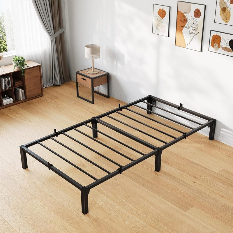 Twin Size/Full Size/Queen/King Size Bed Frame, 6"/8"/14 " High Platform Bed Frame, w/Storage Space, Heavy Duty Steel Slat Support
