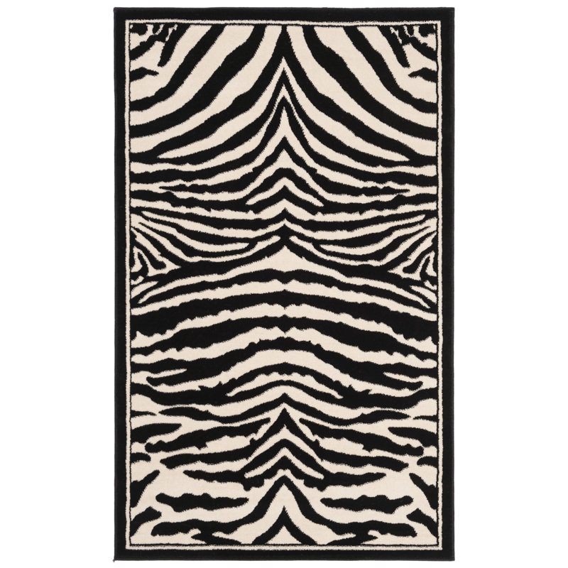 Tapis noir / blanc Cidnee, Rectangle 3 pi 3 po x 5 pi 3 po