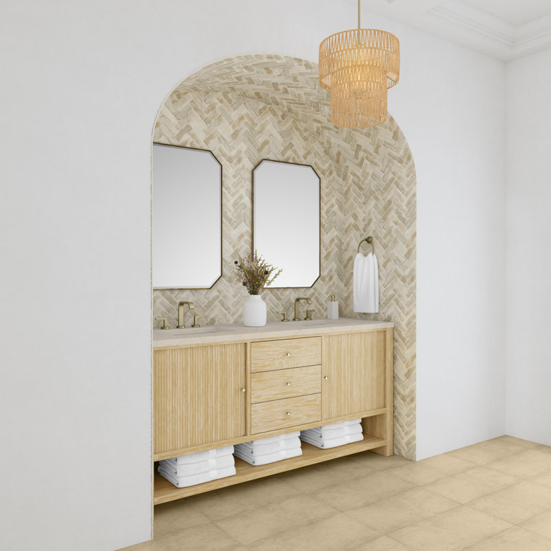 Marigot 72'' W Double Vanity, White Zeus, 8" Widespread