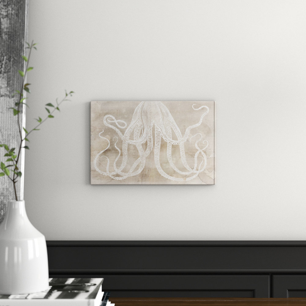 'Octopus Paper Nautical and Coastal' - Wrapped Canvas Graphic Art Print