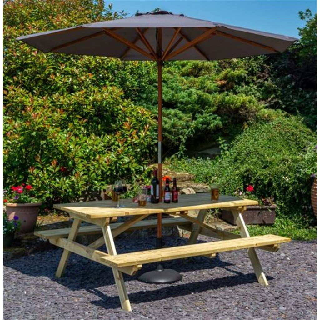 Bretha Rectangular 4 - Person Picnic Table with Umbrella