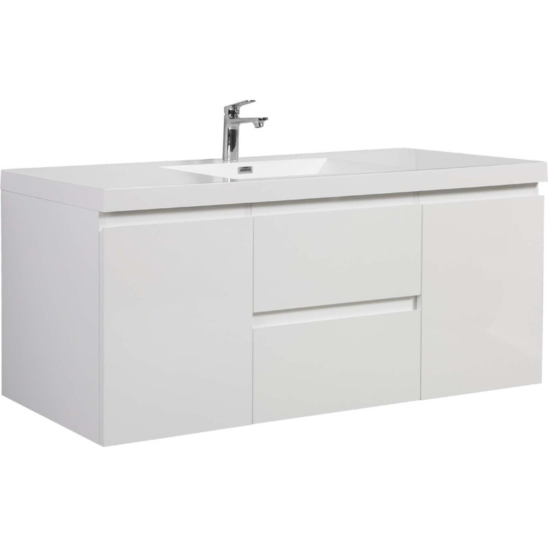 Meuble-lavabo simple 59,0 po avec plateau en résine Shivon