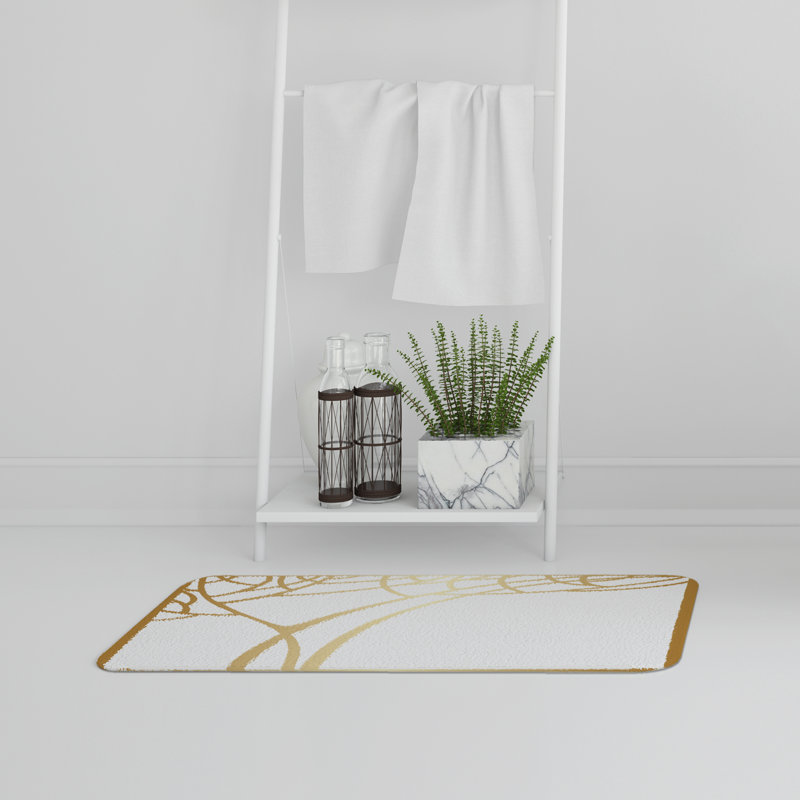 Aissa Non-Slip Bath Rug, Abstract Gold Web