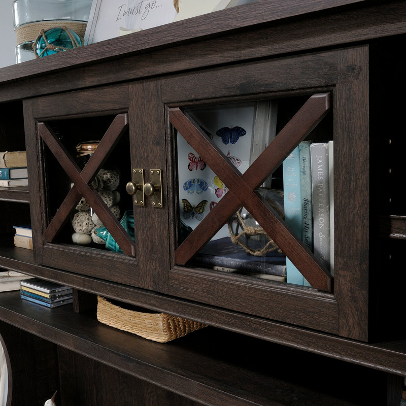 Hutch With Adjustable Shelves, Brown Finish