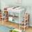 Metal Loft Bed With LED Lighting, Built-In Desk,Staircase, And Wardrobe-502998907-502998910
