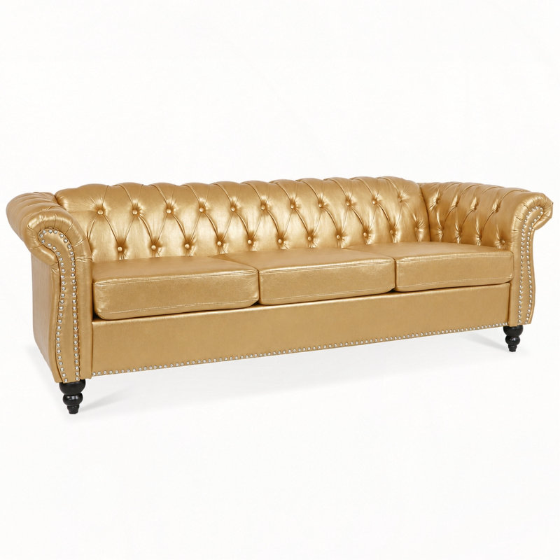 Canapé Chesterfield 3 places Chesterfield, Similicuir doré
