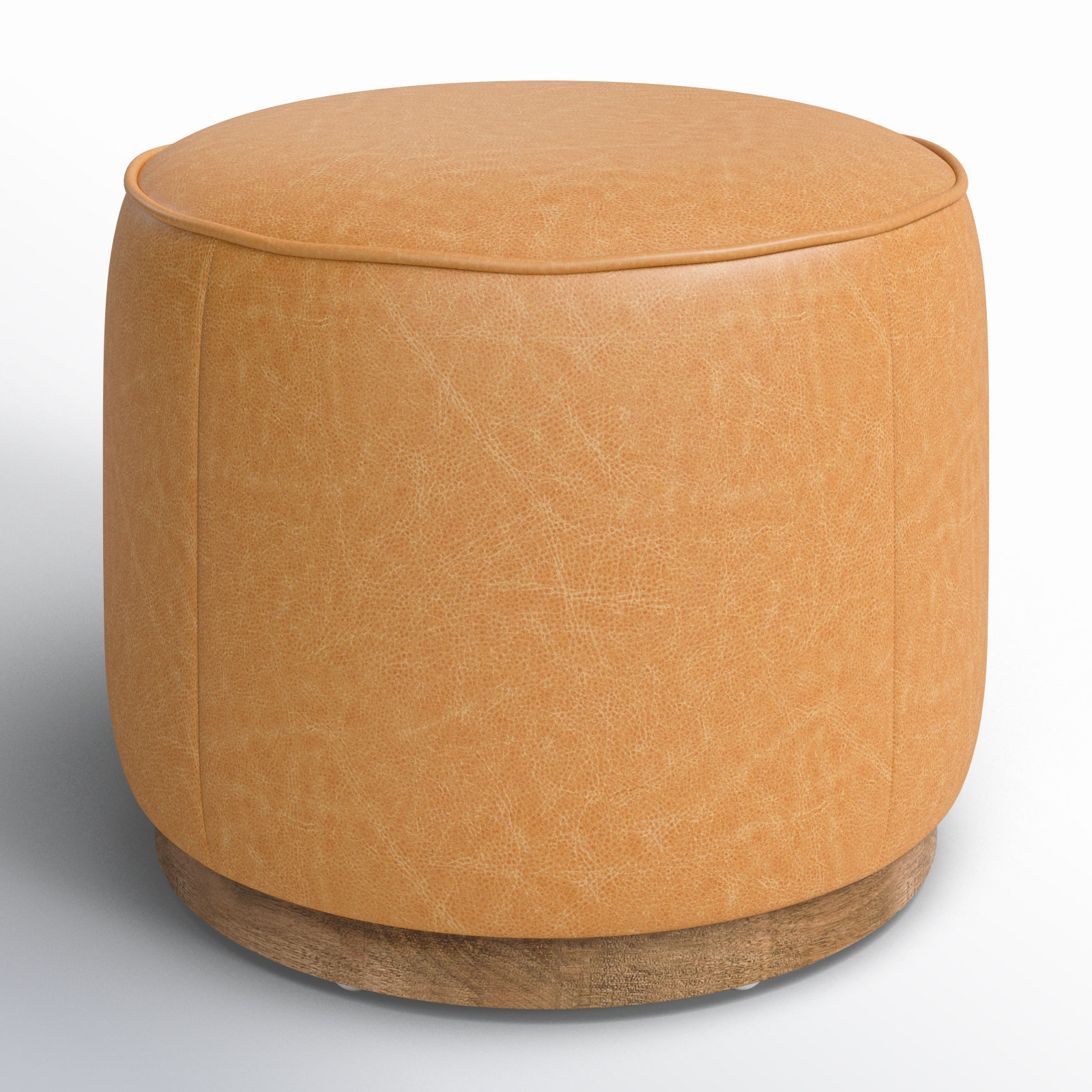 Acker Upholstered Ottoman, Sonoma Butterscotch Genuine Leather