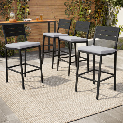 Metal Outdoor 28.5'' Bar Stool With Cushion