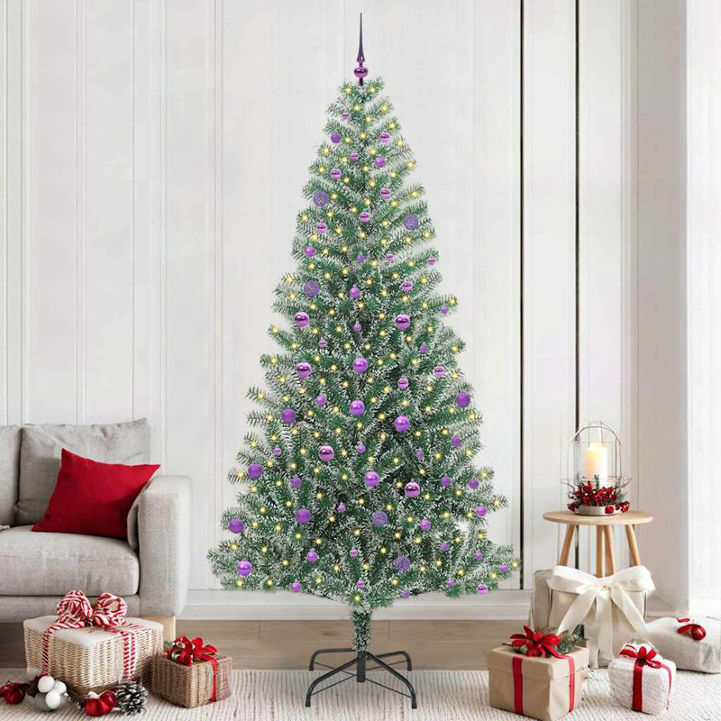 Artificial Christmas Tree Snow Flocked with LED Light, 7.87 ft