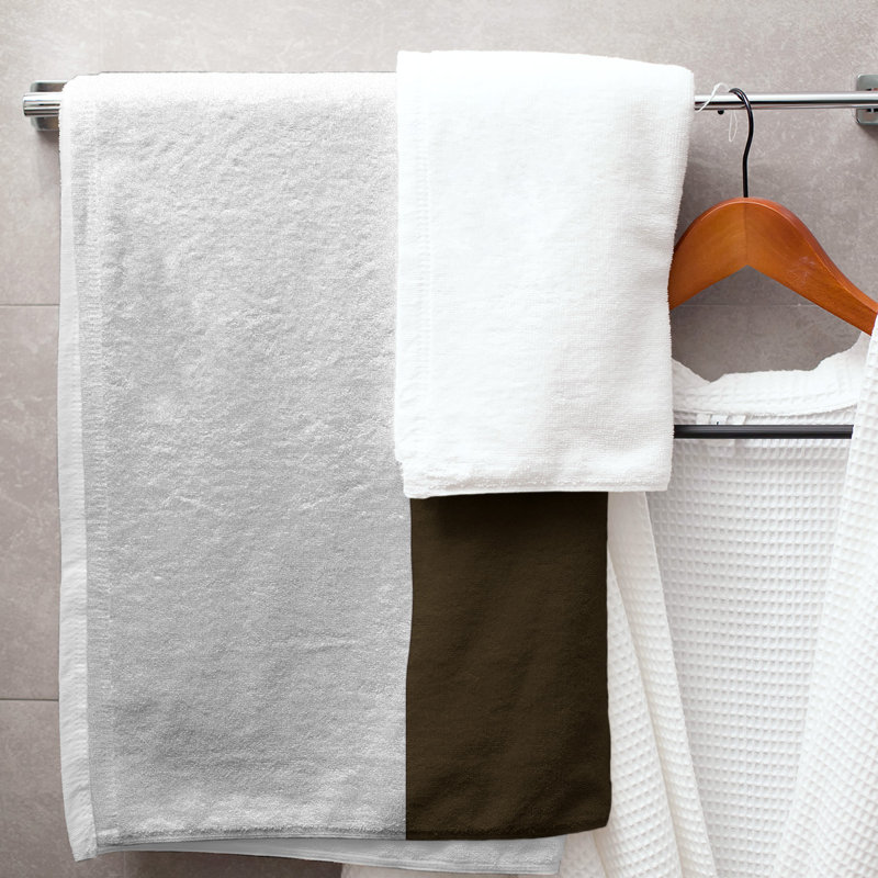 Bath Towel, White/Light Brown