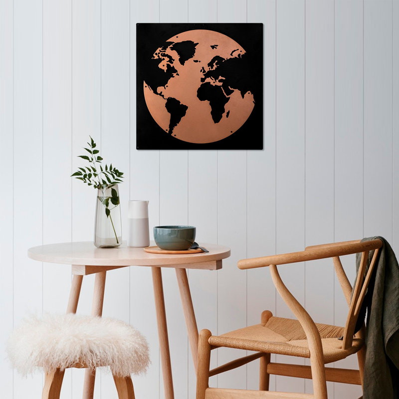 Accessoire mural décoratif en métal, cuivre et noir, 19,7 po x 19,7 po | 100% métal, épaisseur: 0,06 pouce | Conception facile à suspendre au mur | Parfait pour la décoration intérieure moderne et l'esthétique intérieure unique