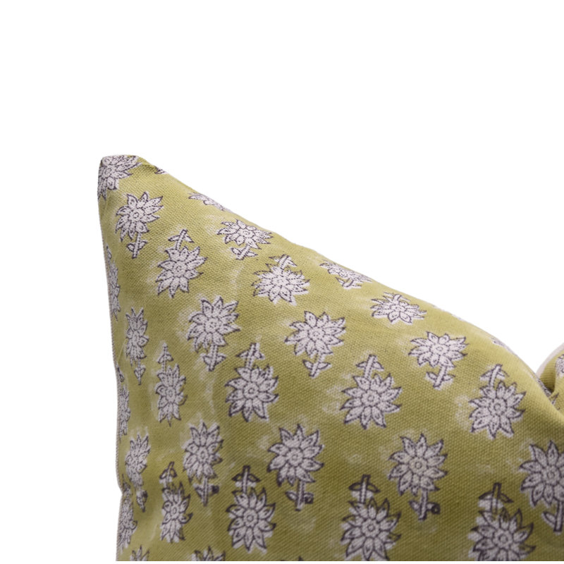 Housses de coussin en toile de canard Fab divine, imprimé à la main (jasmin, vert), H 16 po x l 16 po