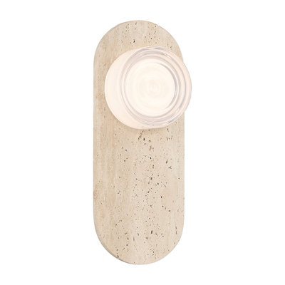 Outdoor, 15", Travertine, Clear Wave Glass