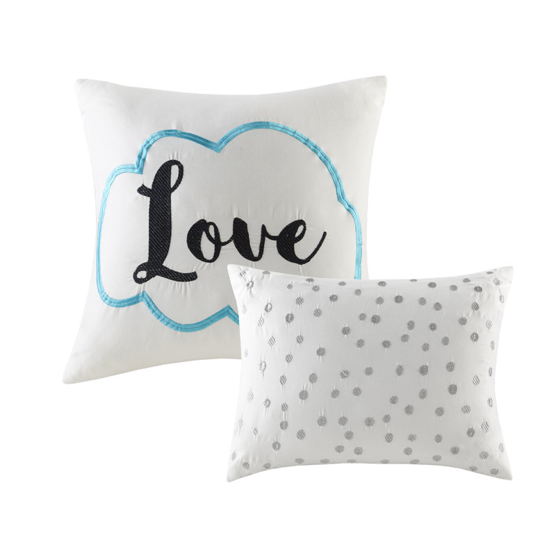 Aqua and Silver Twin Microfiber Comforter Set with Shams