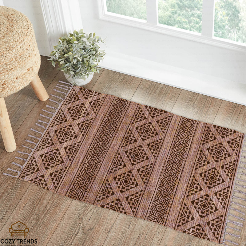 Tapis d'intérieur / extérieur rectangulaire en coton tressé à la main 2 pi x 3 pi Jennean