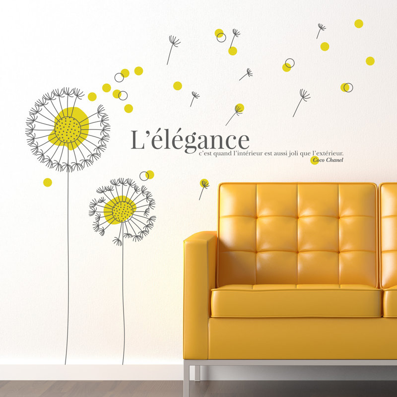 Décalcomanie murale pissenlit française quote, 57,1" H x 39,4" L