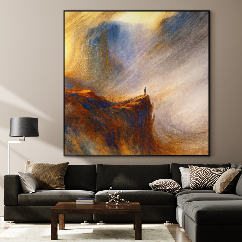 Extra Large Wall Art Fabric Print - Modern Abstract for Contemporary Home Artwork Decor for Living Room or Bedroom - "Frame Assembly Required (Unfinished Frame)"