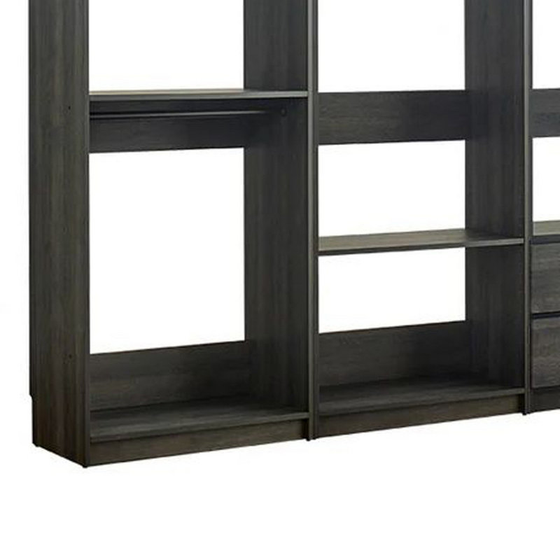 Dee Modular Freestanding Closet System, 4 Hanging Rods, 6 Shelves, Gray